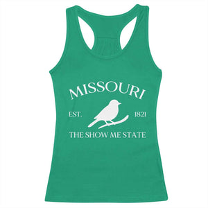 Vintage Blue Bird Missouri Racerback Tank Top The Show Me State Pride TS12 Irish Green Print Your Wear