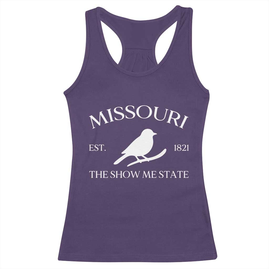 Vintage Blue Bird Missouri Racerback Tank Top The Show Me State Pride TS12 Purple Print Your Wear