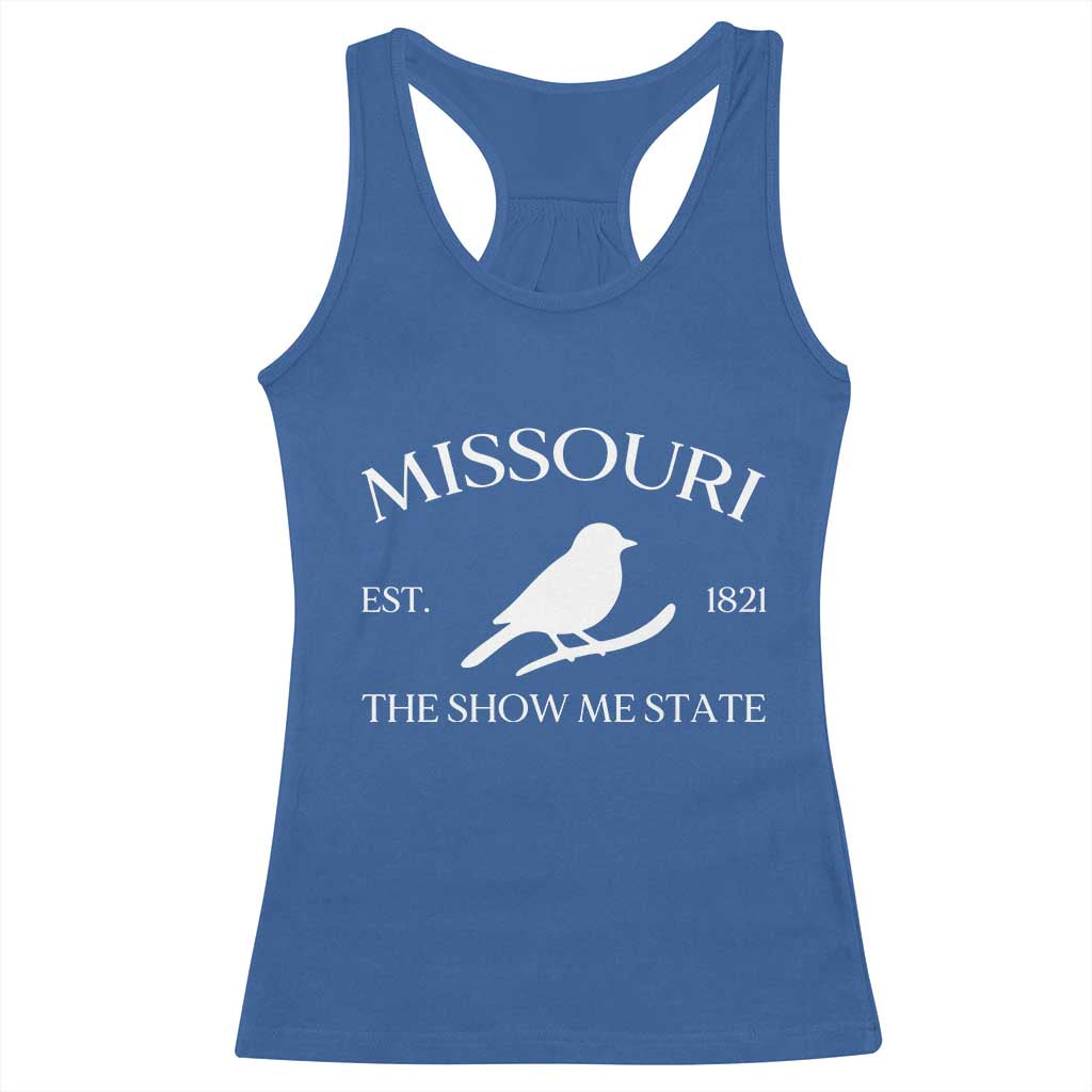 Vintage Blue Bird Missouri Racerback Tank Top The Show Me State Pride TS12 Royal Blue Print Your Wear