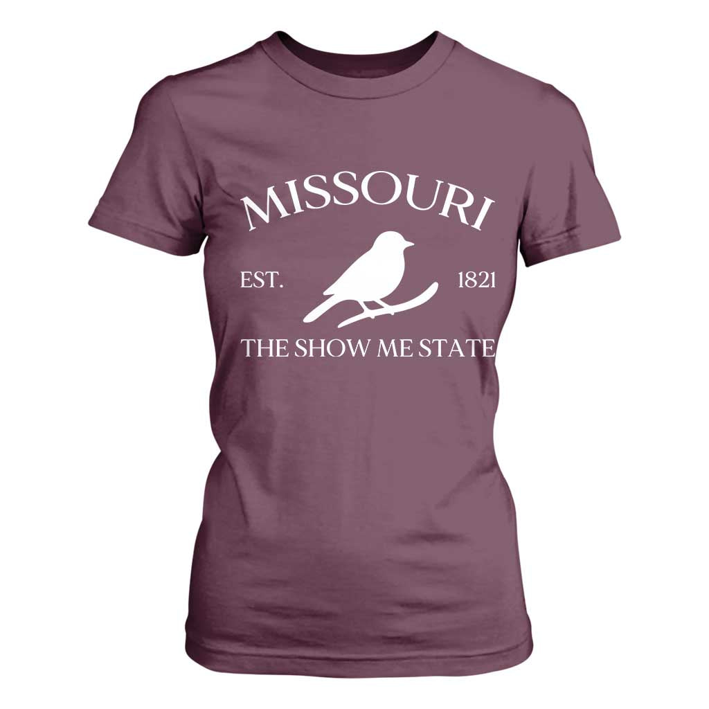 Vintage Blue Bird Missouri T Shirt For Women The Show Me State Pride TS12 Maroon Print Your Wear