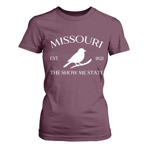 Vintage Blue Bird Missouri T Shirt For Women The Show Me State Pride TS12 Maroon Print Your Wear
