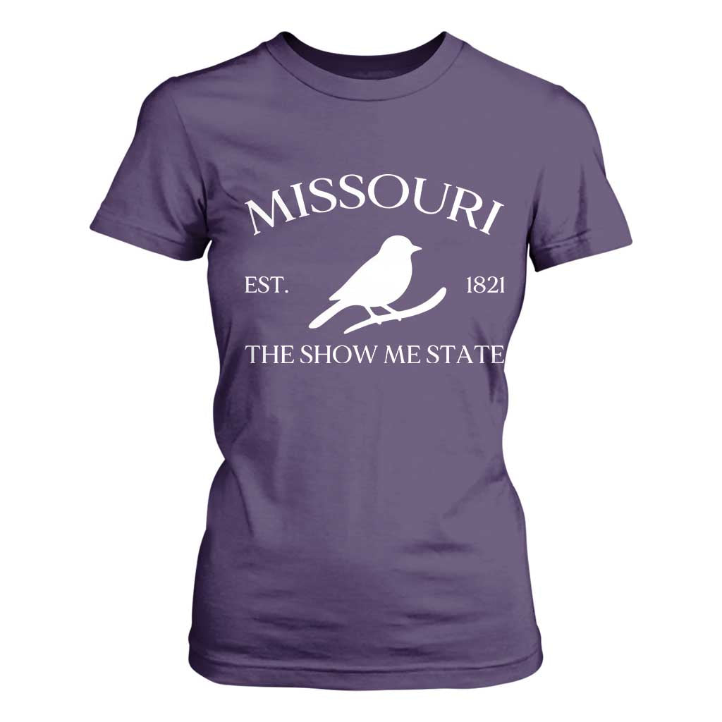 Vintage Blue Bird Missouri T Shirt For Women The Show Me State Pride TS12 Purple Print Your Wear