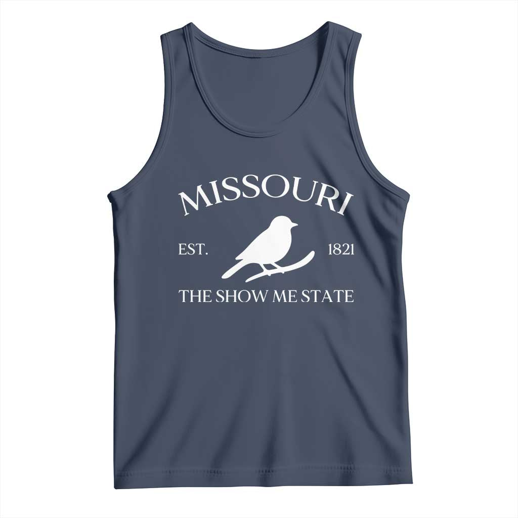 Vintage Blue Bird Missouri Tank Top The Show Me State Pride TS12 Navy Print Your Wear