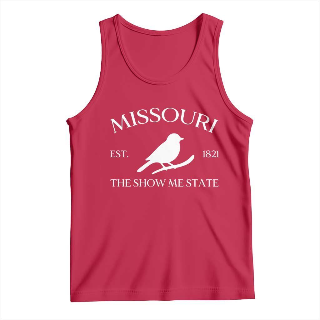 Vintage Blue Bird Missouri Tank Top The Show Me State Pride TS12 Red Print Your Wear