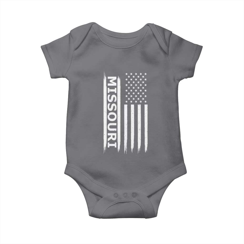 USA Flag Missouri State Pride Baby Onesie Missourian Pride TS12 Charcoal Print Your Wear