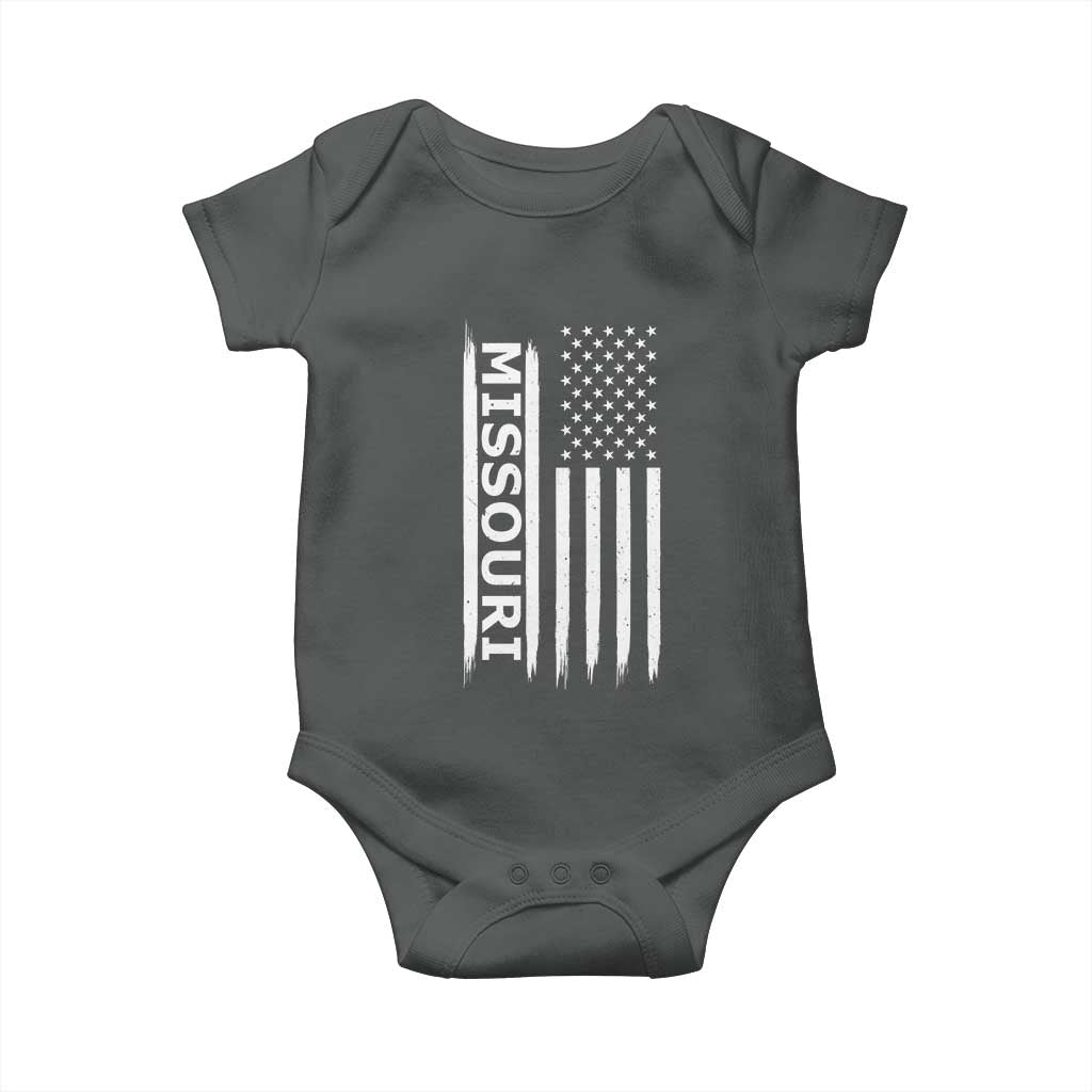 USA Flag Missouri State Pride Baby Onesie Missourian Pride TS12 Dark Heather Print Your Wear