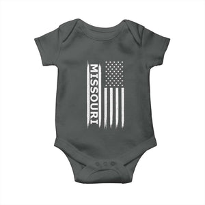 USA Flag Missouri State Pride Baby Onesie Missourian Pride TS12 Dark Heather Print Your Wear