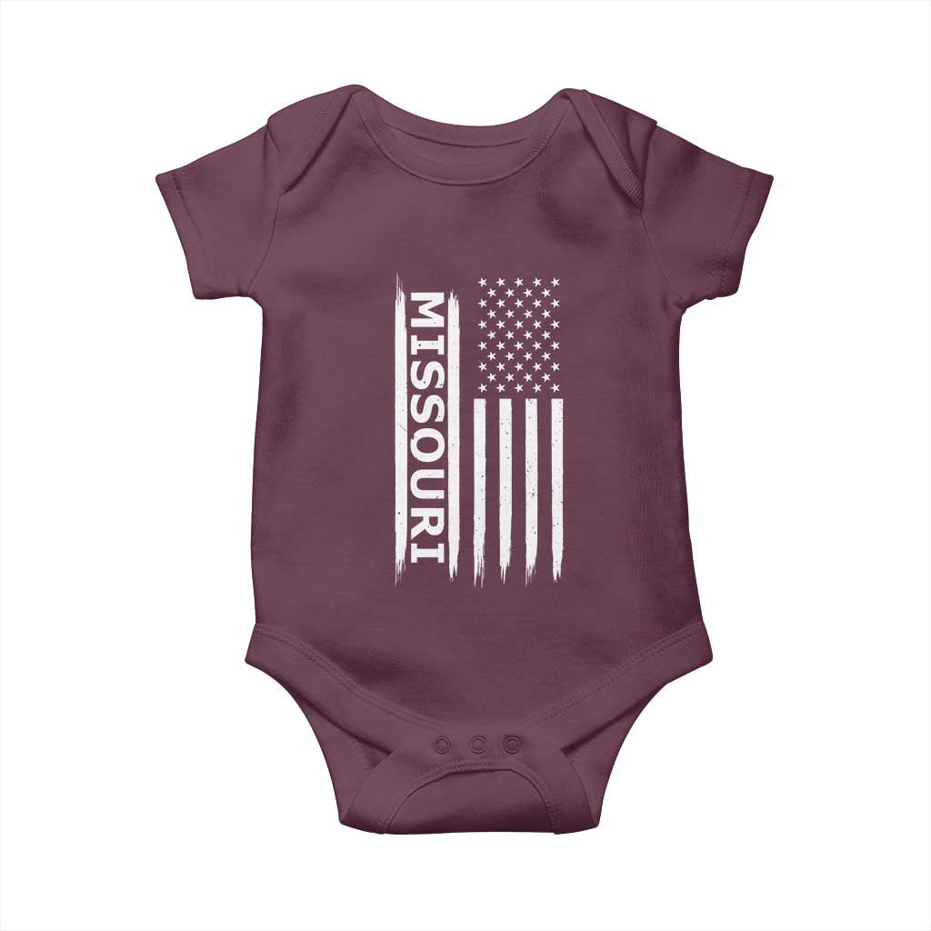 USA Flag Missouri State Pride Baby Onesie Missourian Pride TS12 Maroon Print Your Wear