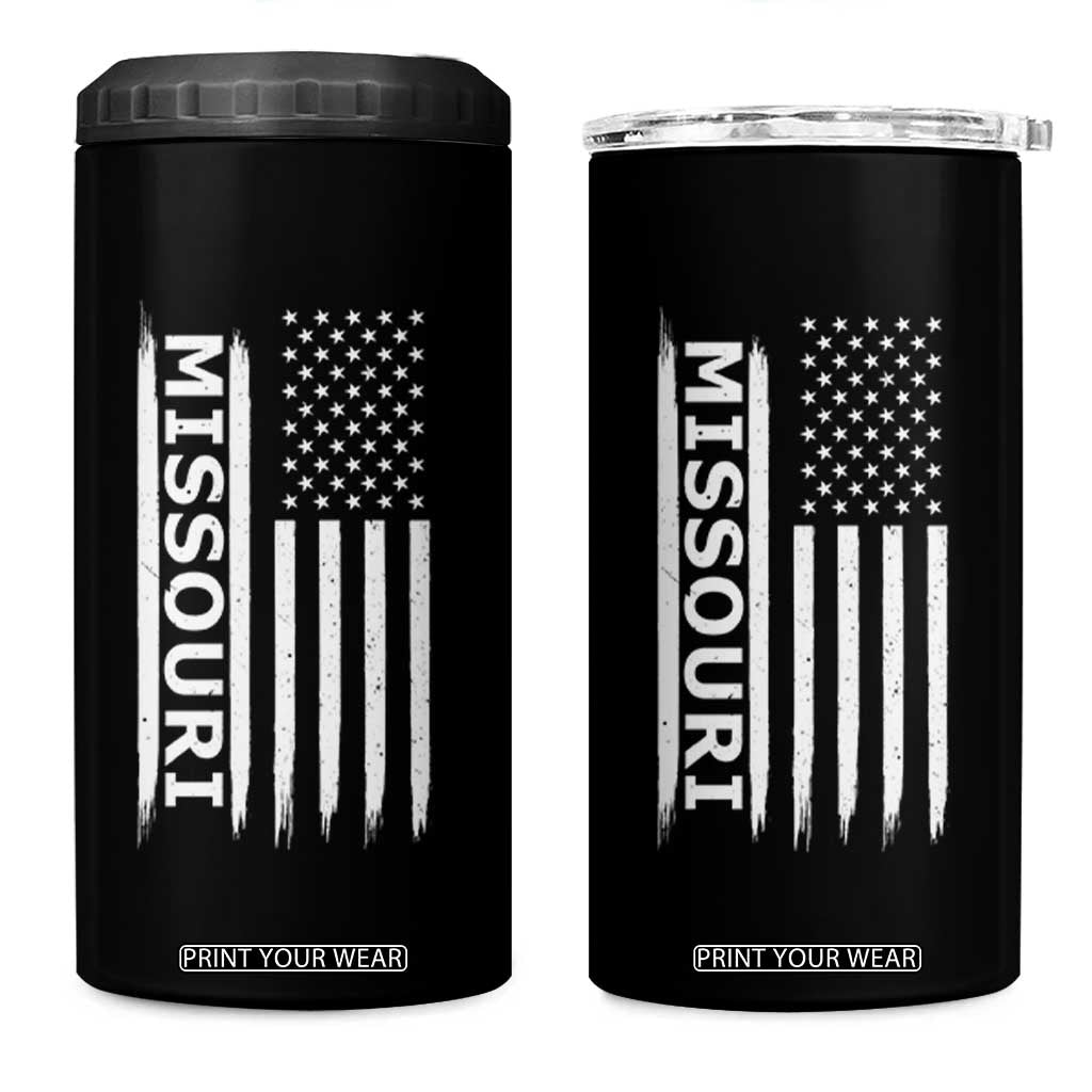USA Flag Missouri State Pride 4 in 1 Can Cooler Tumbler Missourian Pride TS12 One Size: 16 oz Black Print Your Wear