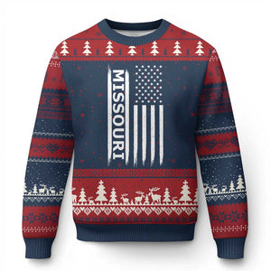 USA Flag Missouri State Pride Ugly Christmas Sweater Missourian Pride TS12 Navy Red Print Your Wear