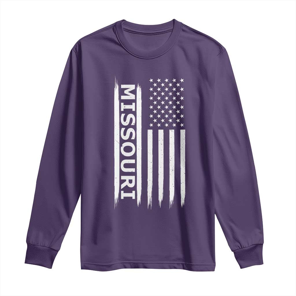 USA Flag Missouri State Pride Long Sleeve Shirt Missourian Pride TS12 Purple Print Your Wear