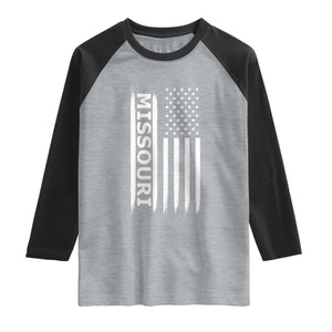 USA Flag Missouri State Pride Raglan Shirt Missourian Pride TS12 Heather Gray Black Print Your Wear