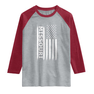 USA Flag Missouri State Pride Raglan Shirt Missourian Pride TS12 Heather Gray Heather Red Print Your Wear