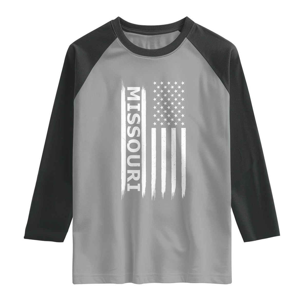 USA Flag Missouri State Pride Raglan Shirt Missourian Pride TS12 Sport Gray Black Print Your Wear
