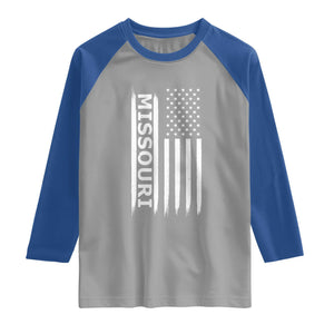 USA Flag Missouri State Pride Raglan Shirt Missourian Pride TS12 Sport Gray Royal Print Your Wear