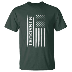 USA Flag Missouri State Pride T Shirt Missourian Pride TS12 Dark Forest Green Print Your Wear