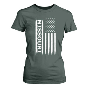 USA Flag Missouri State Pride T Shirt For Women Missourian Pride TS12 Dark Forest Green Print Your Wear