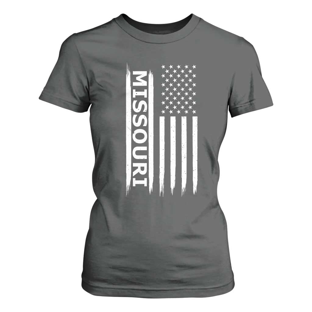 USA Flag Missouri State Pride T Shirt For Women Missourian Pride TS12 Dark Heather Print Your Wear