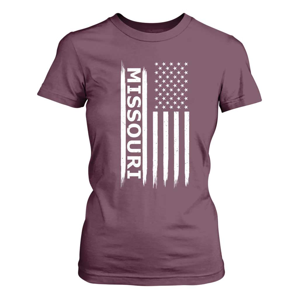 USA Flag Missouri State Pride T Shirt For Women Missourian Pride TS12 Maroon Print Your Wear