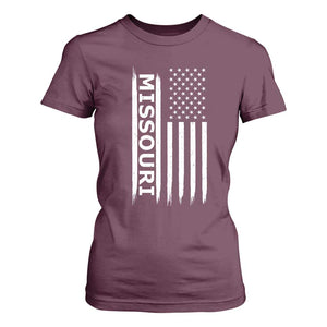 USA Flag Missouri State Pride T Shirt For Women Missourian Pride TS12 Maroon Print Your Wear