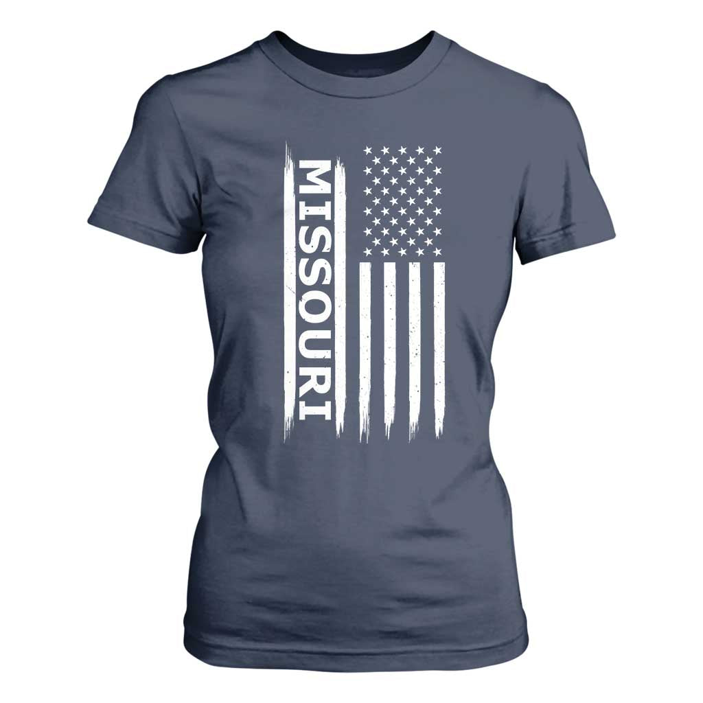 USA Flag Missouri State Pride T Shirt For Women Missourian Pride TS12 Navy Print Your Wear