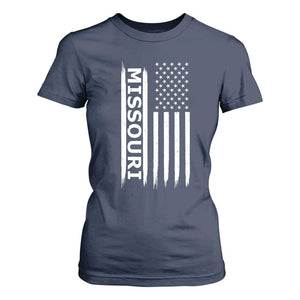 USA Flag Missouri State Pride T Shirt For Women Missourian Pride TS12 Navy Print Your Wear