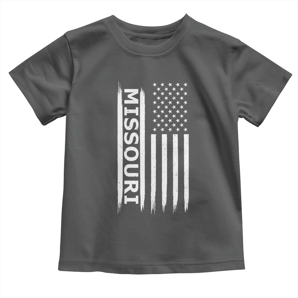 USA Flag Missouri State Pride Toddler T Shirt Missourian Pride TS12 Dark Heather Print Your Wear