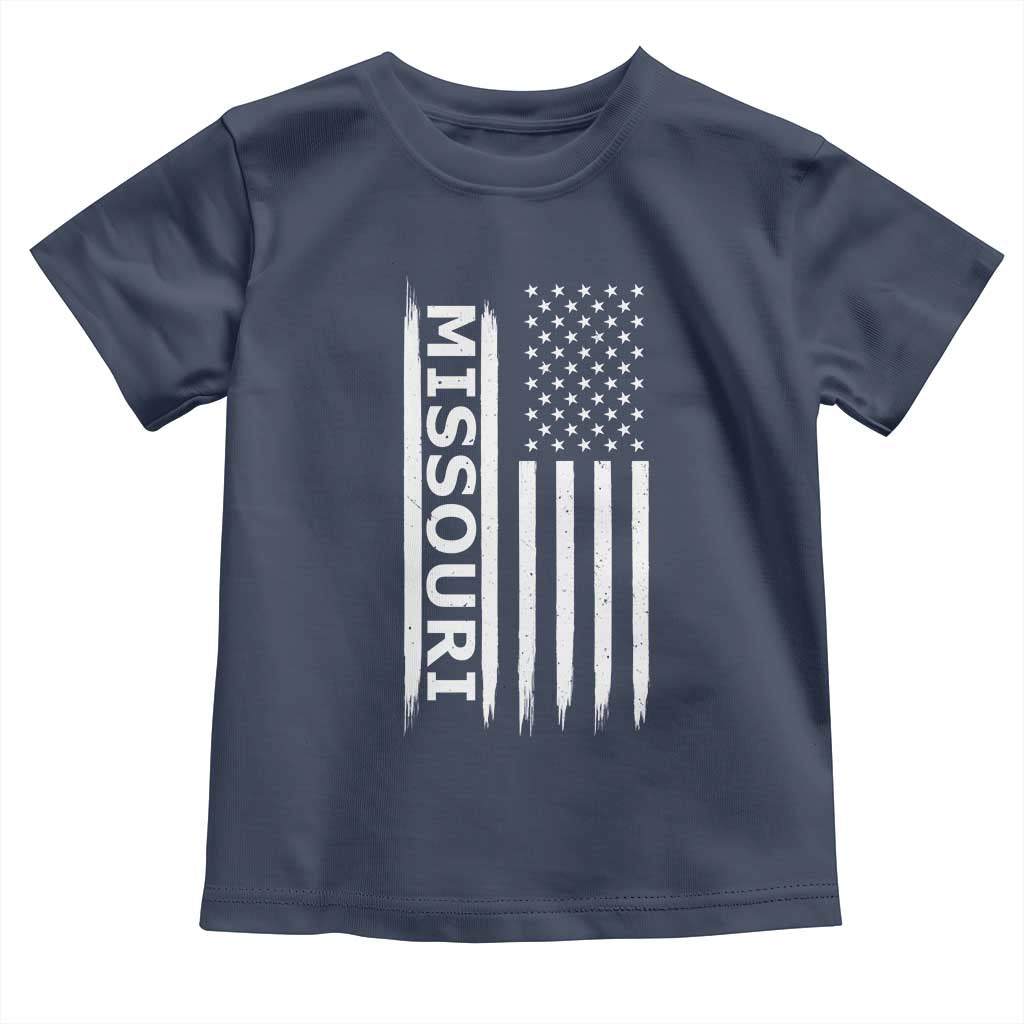 USA Flag Missouri State Pride Toddler T Shirt Missourian Pride TS12 Navy Print Your Wear