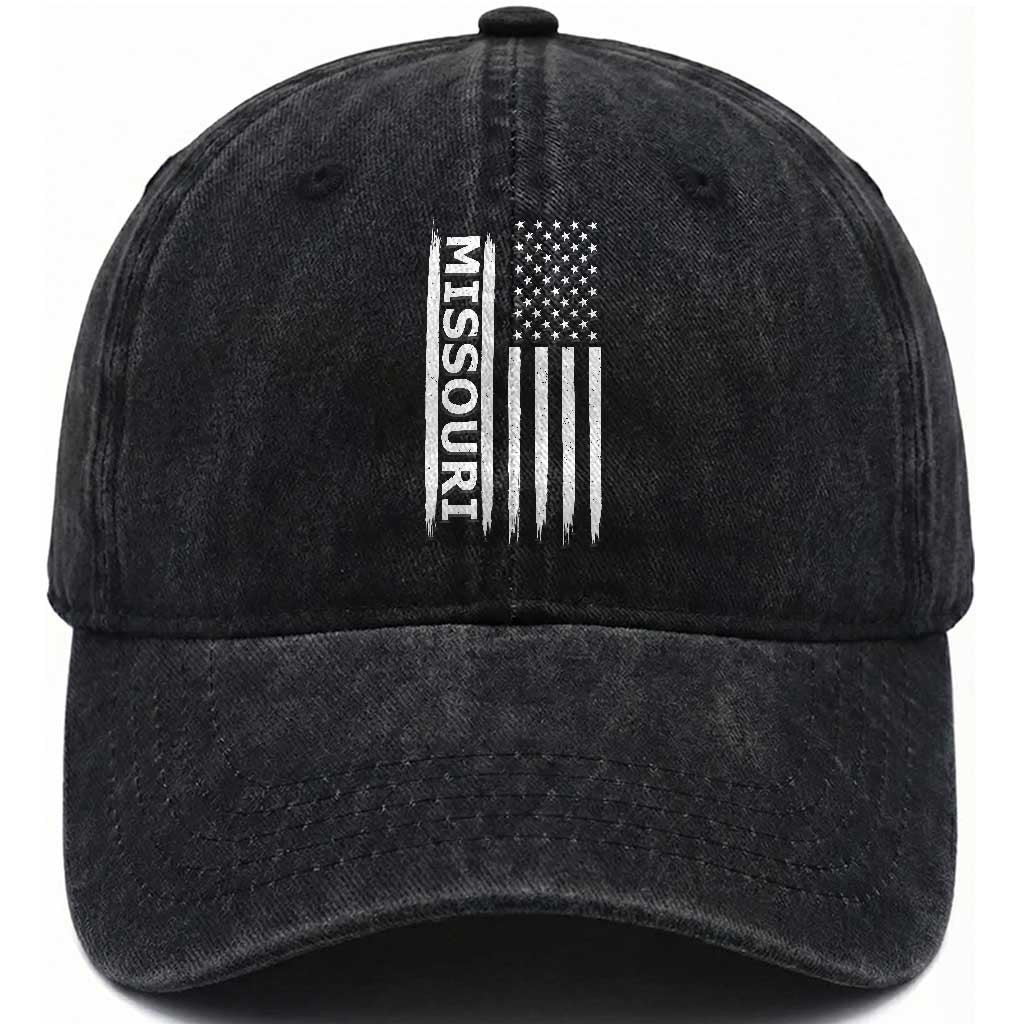 USA Flag Missouri State Pride Washed Cotton Baseball Cap Missourian Pride TS12 Print Your Wear