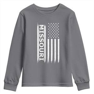 USA Flag Missouri State Pride Youth Sweatshirt Missourian Pride TS12 Charcoal Print Your Wear