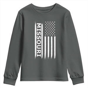 USA Flag Missouri State Pride Youth Sweatshirt Missourian Pride TS12 Dark Heather Print Your Wear