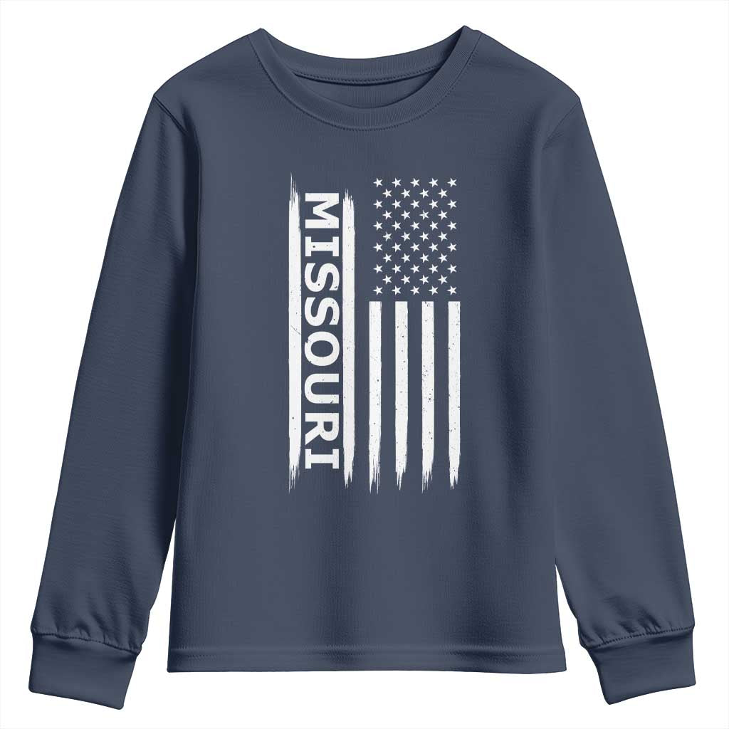 USA Flag Missouri State Pride Youth Sweatshirt Missourian Pride TS12 Navy Print Your Wear