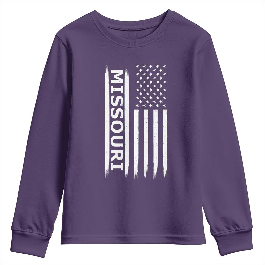 USA Flag Missouri State Pride Youth Sweatshirt Missourian Pride TS12 Purple Print Your Wear