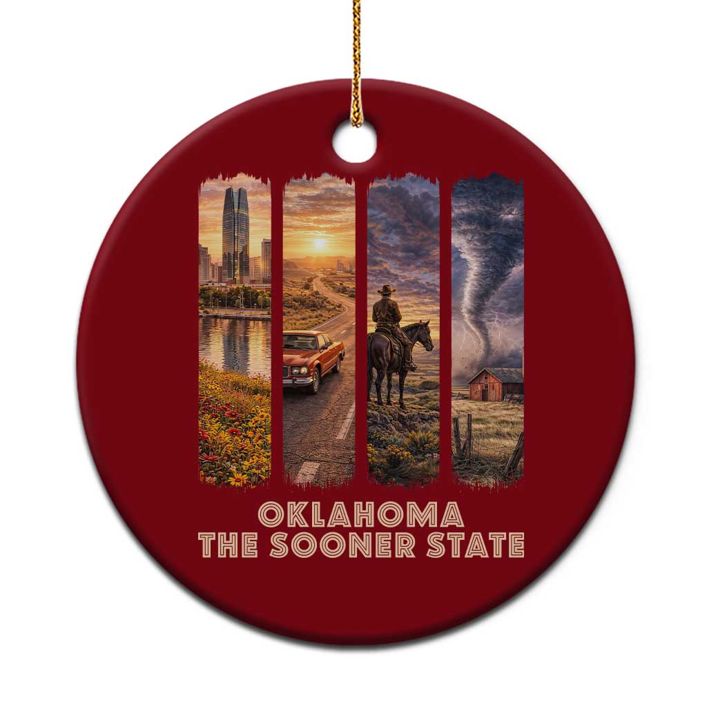 The Sooner State Pride Ceramic Ornament Gift for Oklahomans TS12 1pc Red Print Your Wear