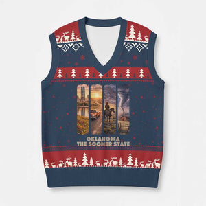 The Sooner State Pride V-Neck Knit Sweater Vest Gift for Oklahomans TS12 Navy Red Print Your Wear