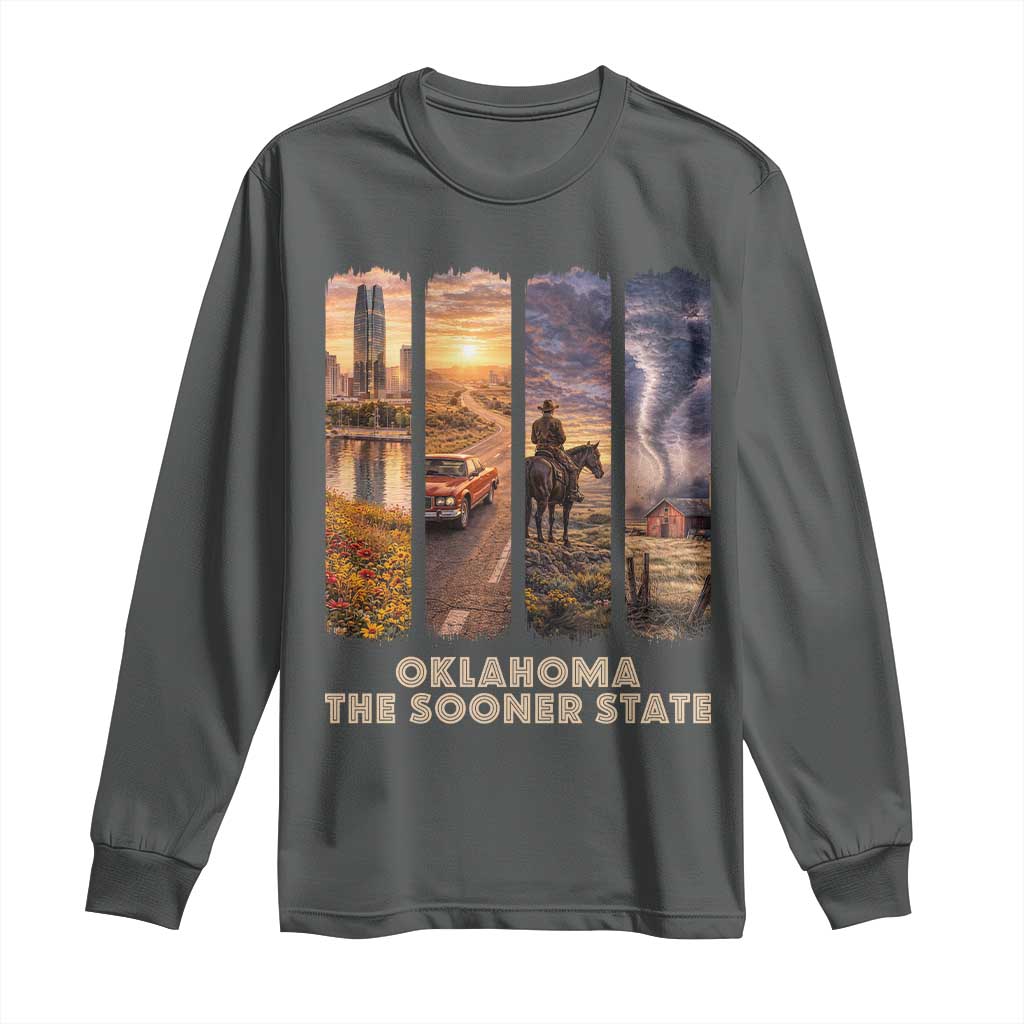 The Sooner State Pride Long Sleeve Shirt Gift for Oklahomans TS12 Dark Heather Print Your Wear