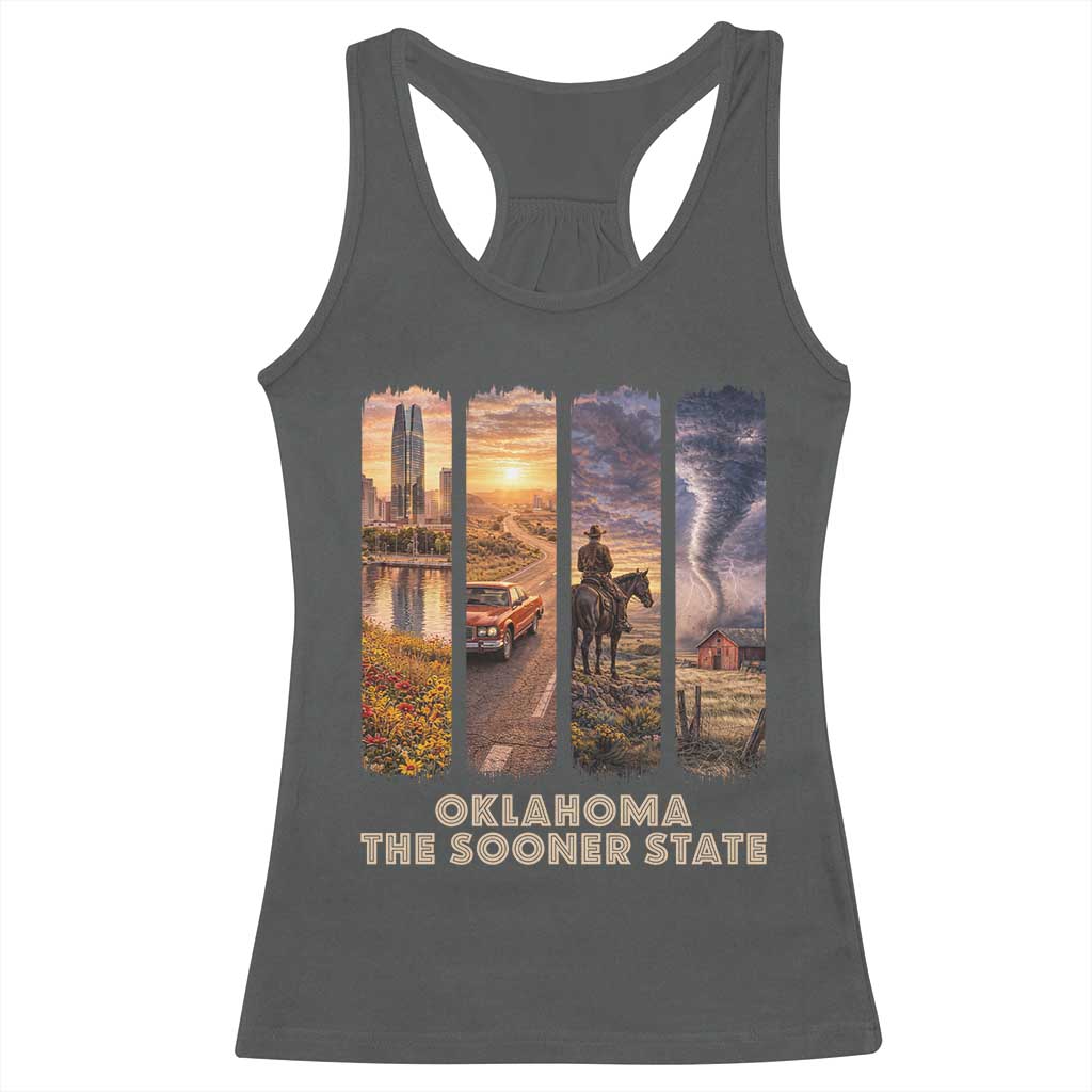 The Sooner State Pride Racerback Tank Top Gift for Oklahomans TS12 Dark Heather Print Your Wear