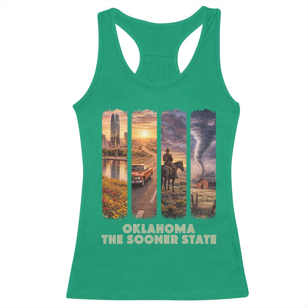 The Sooner State Pride Racerback Tank Top Gift for Oklahomans TS12 Irish Green Print Your Wear