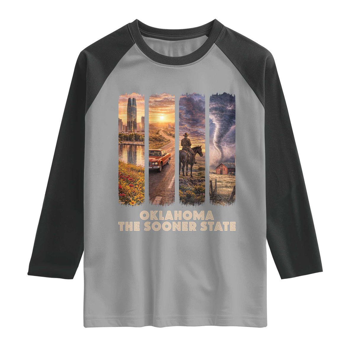 The Sooner State Pride Raglan Shirt Gift for Oklahomans TS12 Sport Gray Black Print Your Wear