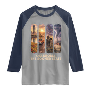 The Sooner State Pride Raglan Shirt Gift for Oklahomans TS12 Sport Gray Navy Print Your Wear