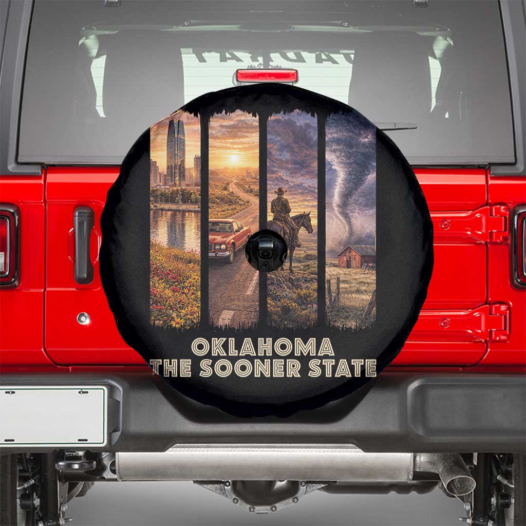 The Sooner State Pride Spare Tire Cover Gift for Oklahomans TS12 Black Print Your Wear