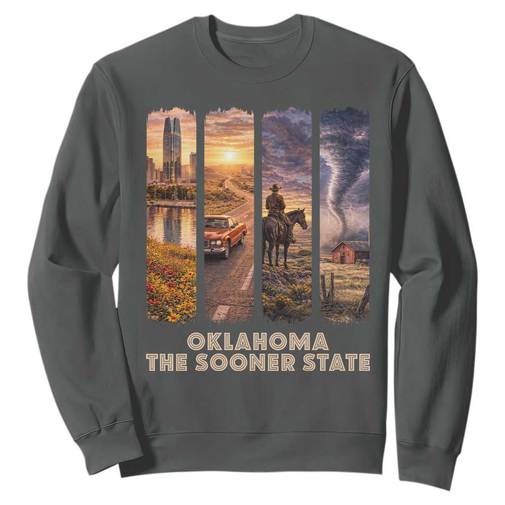 The Sooner State Pride Sweatshirt Gift for Oklahomans TS12 Dark Heather Print Your Wear