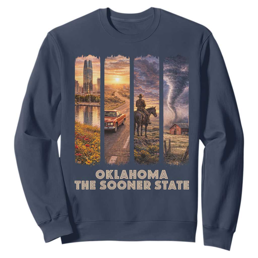 The Sooner State Pride Sweatshirt Gift for Oklahomans TS12 Navy Print Your Wear