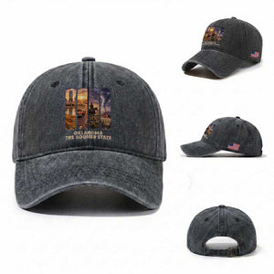 The Sooner State Pride Washed Cotton Baseball Cap Gift for Oklahomans TS12 Washed Cap Universal Fit Dark Gray Print Your Wear