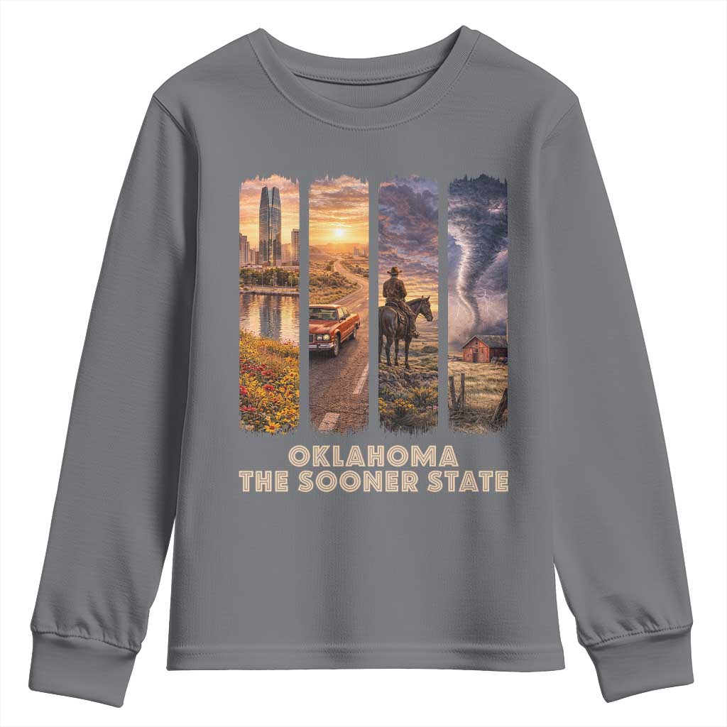 The Sooner State Pride Youth Sweatshirt Gift for Oklahomans TS12 Charcoal Print Your Wear