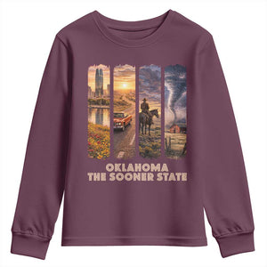 The Sooner State Pride Youth Sweatshirt Gift for Oklahomans TS12 Maroon Print Your Wear