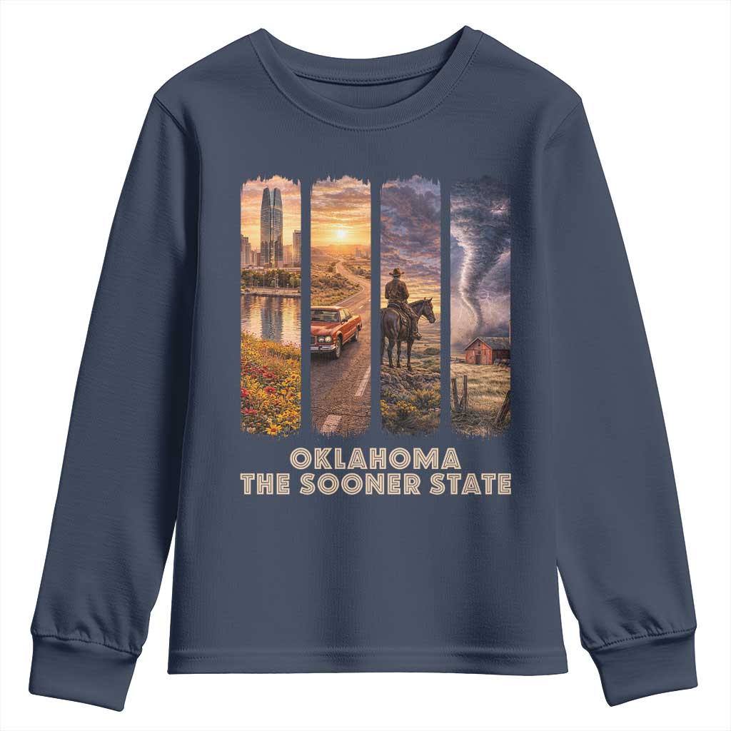 The Sooner State Pride Youth Sweatshirt Gift for Oklahomans TS12 Navy Print Your Wear