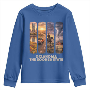 The Sooner State Pride Youth Sweatshirt Gift for Oklahomans TS12 Royal Blue Print Your Wear