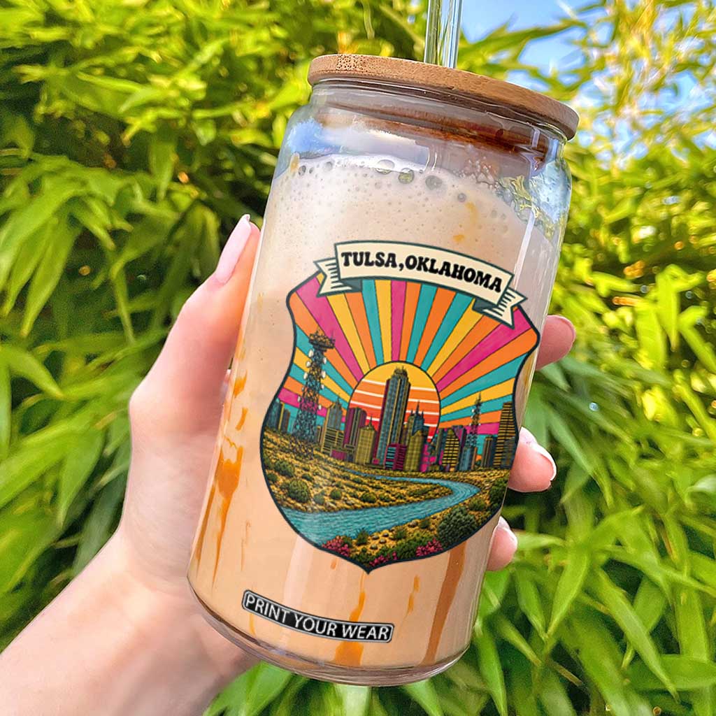 Route Highway 66 Tulsa Oklahoma Glass Can Mother Road Travel Gift TS12 White Print Your Wear
