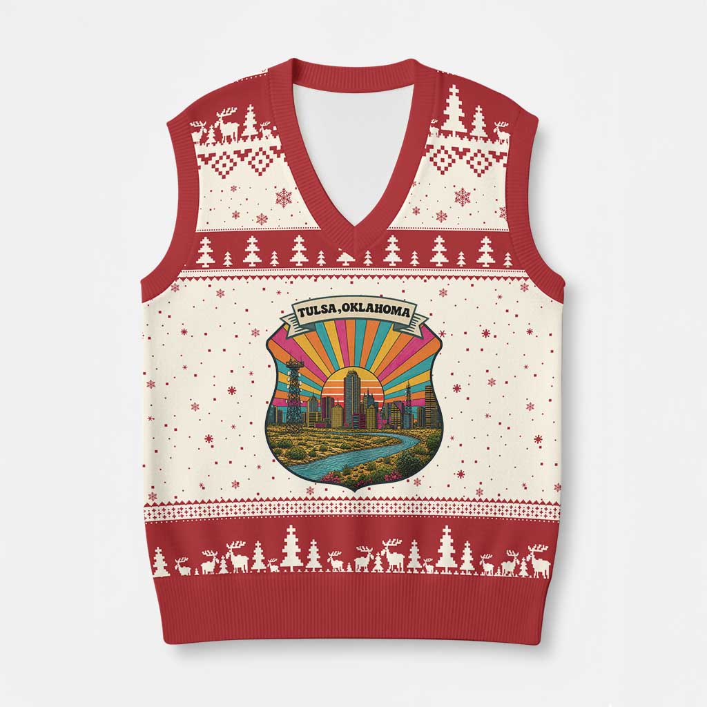 Route Highway 66 Tulsa Oklahoma V-Neck Knit Sweater Vest Mother Road Travel Gift